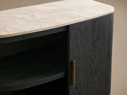 Danny Oak Wood Sideboards Cabinet Marble Top Buffet Cabinet Lockers