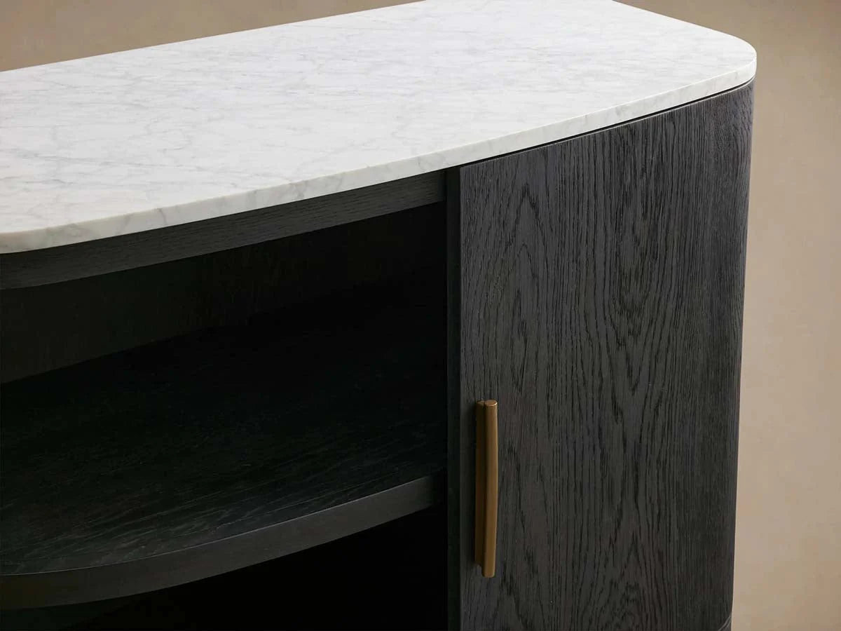 Danny Oak Wood Sideboards Cabinet Marble Top Buffet Cabinet Lockers