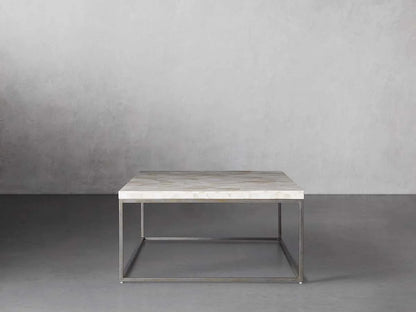 Arielle Rectangle Coffee Table Fossilized Clamshell Top Cocktail Table Iron Base Sofa Center Tea Table
