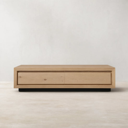 Sullivan Rectangular Storage Coffee Table Wood Center Cocktail Table Oak Tea Table with Drawers