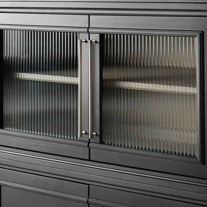 Rowan Wood Modular Wall Unit Mahogany Storage Cabinet with Reeded Glass