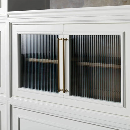 Rowan Wood Modular Wall Unit Mahogany Storage Cabinet with Reeded Glass