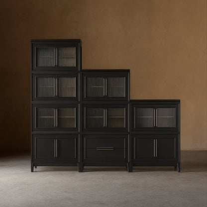 Rowan Modular Wall Unit Storage Tall Display Cabinet Wood Bookcase with Glass Door