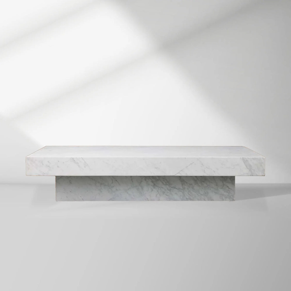 Cinzia Rectangle Stone Coffee Table Natural Marble Cocktail Table Plinth Base Sofa Center Tea Table
