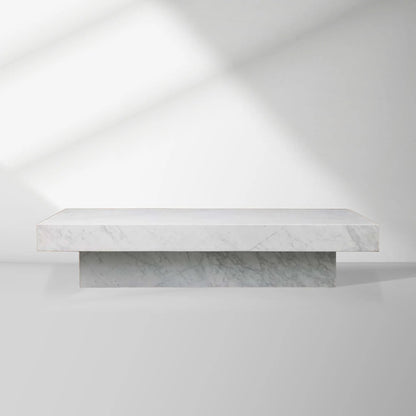 Cinzia Rectangle Stone Coffee Table Natural Marble Cocktail Table Plinth Base Sofa Center Tea Table