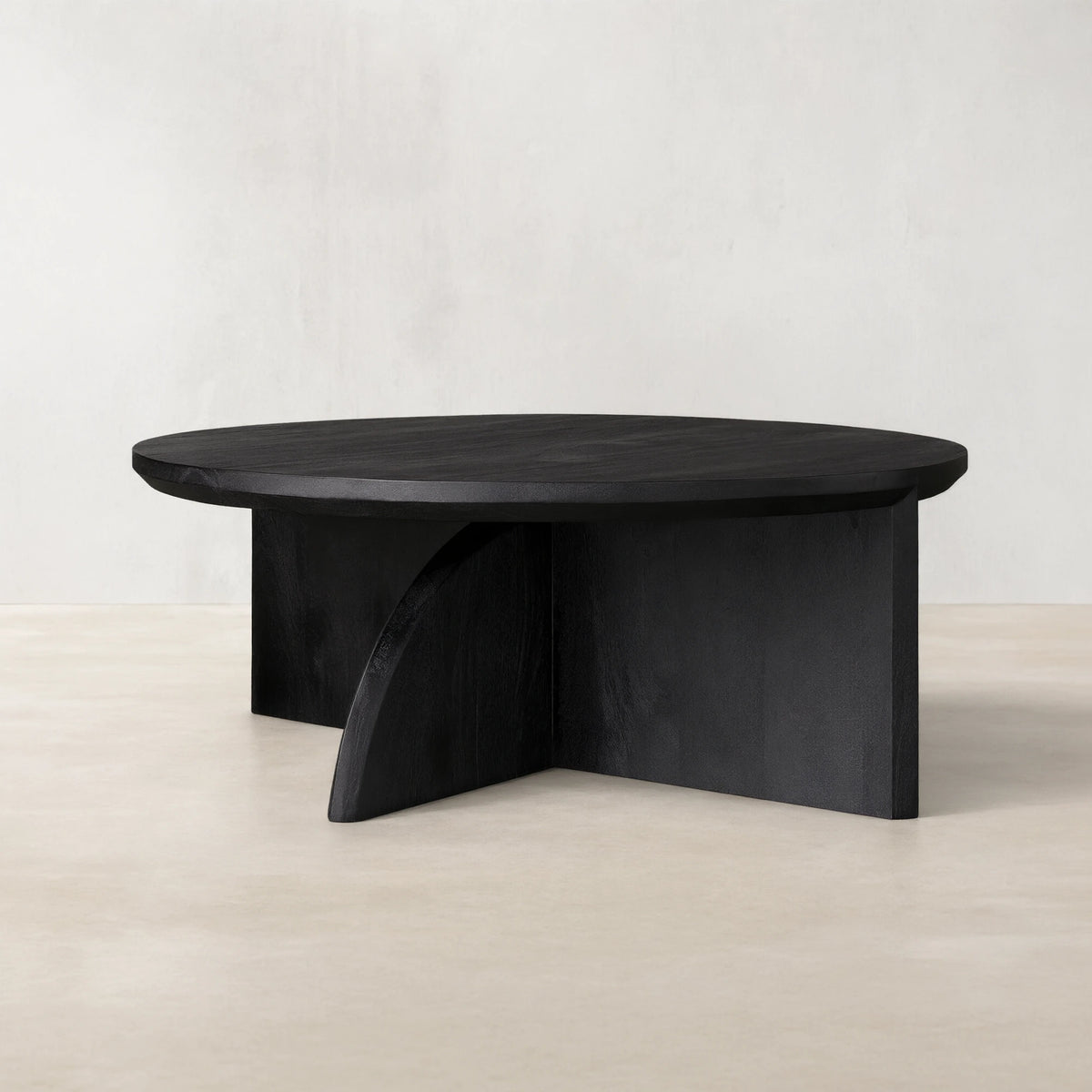 Calderone Round Coffee Table Mango Wood Cocktail Table Modern Sofa Center Tea Table