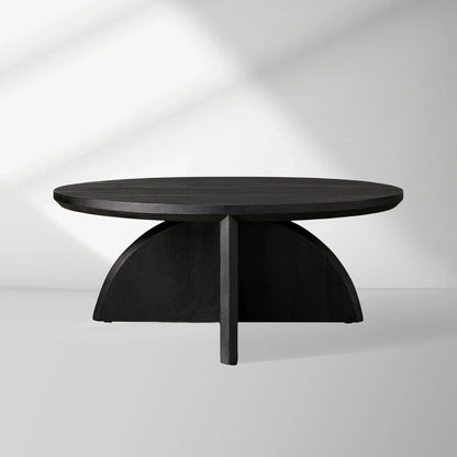 Calderone Round Coffee Table Mango Wood Cocktail Table Modern Sofa Center Tea Table