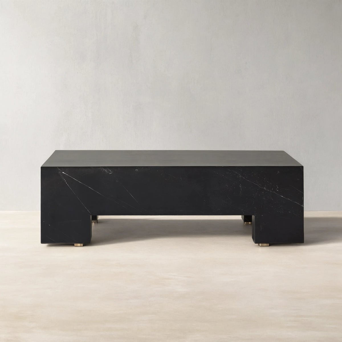 Brooklyn Black Marquina Marble Coffee Table Stone Cocktail Table Rectangle Sofa Center Tea Table