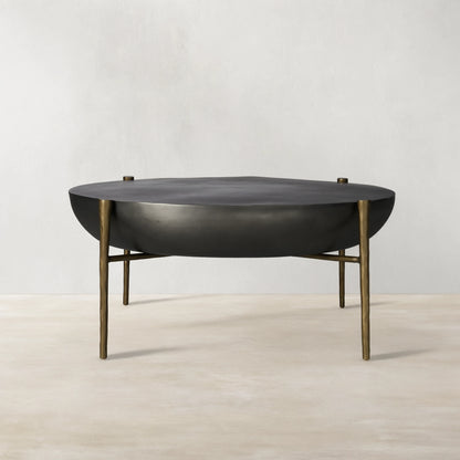 Donovan Cast Aluminum Coffee Table Round Living Room Cocktail Table Metal Top Center Tea Table