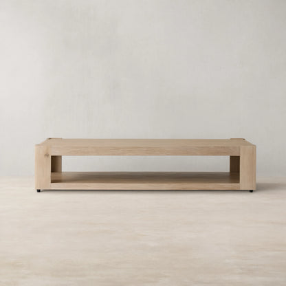Devon Parson-Style Coffee Table Natural Oak Wood Living Room Center Tea Table Rectangular Cocktail Table