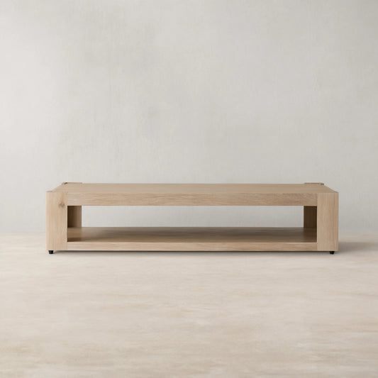 Devon Parson-Style Coffee Table Natural Oak Wood Living Room Center Tea Table Rectangular Cocktail Table