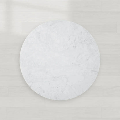 Danny Round Marble Top Coffee Table Oak Wood Base Cocktail Table Living Room Center Tea Table