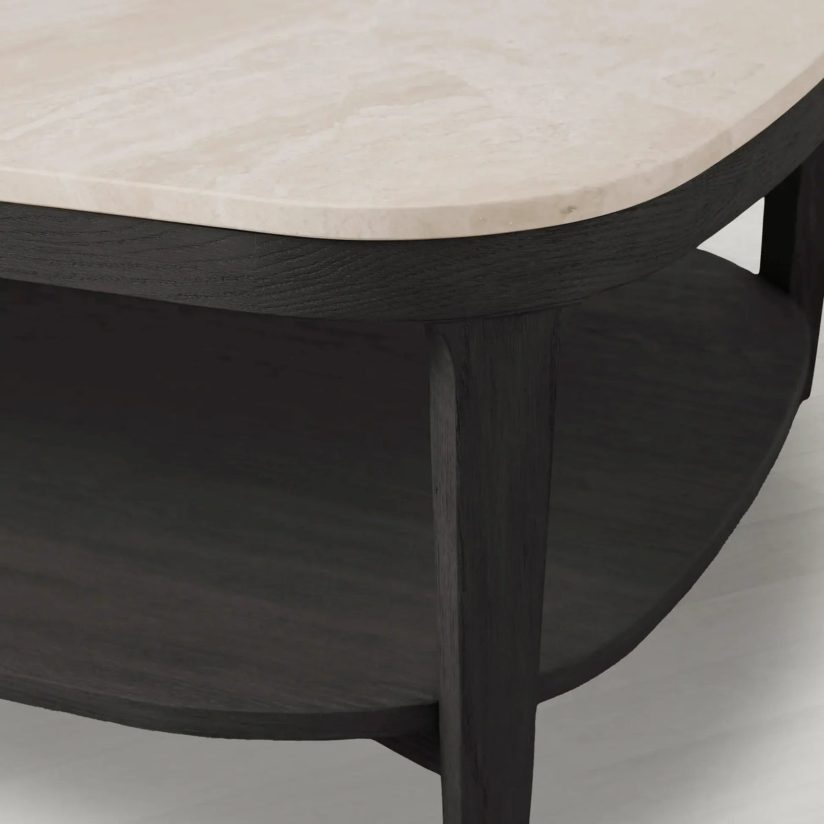Danny Marble Top Coffee Table Oak Wood Cocktail Table Living Room Rectangle Center Tea Table