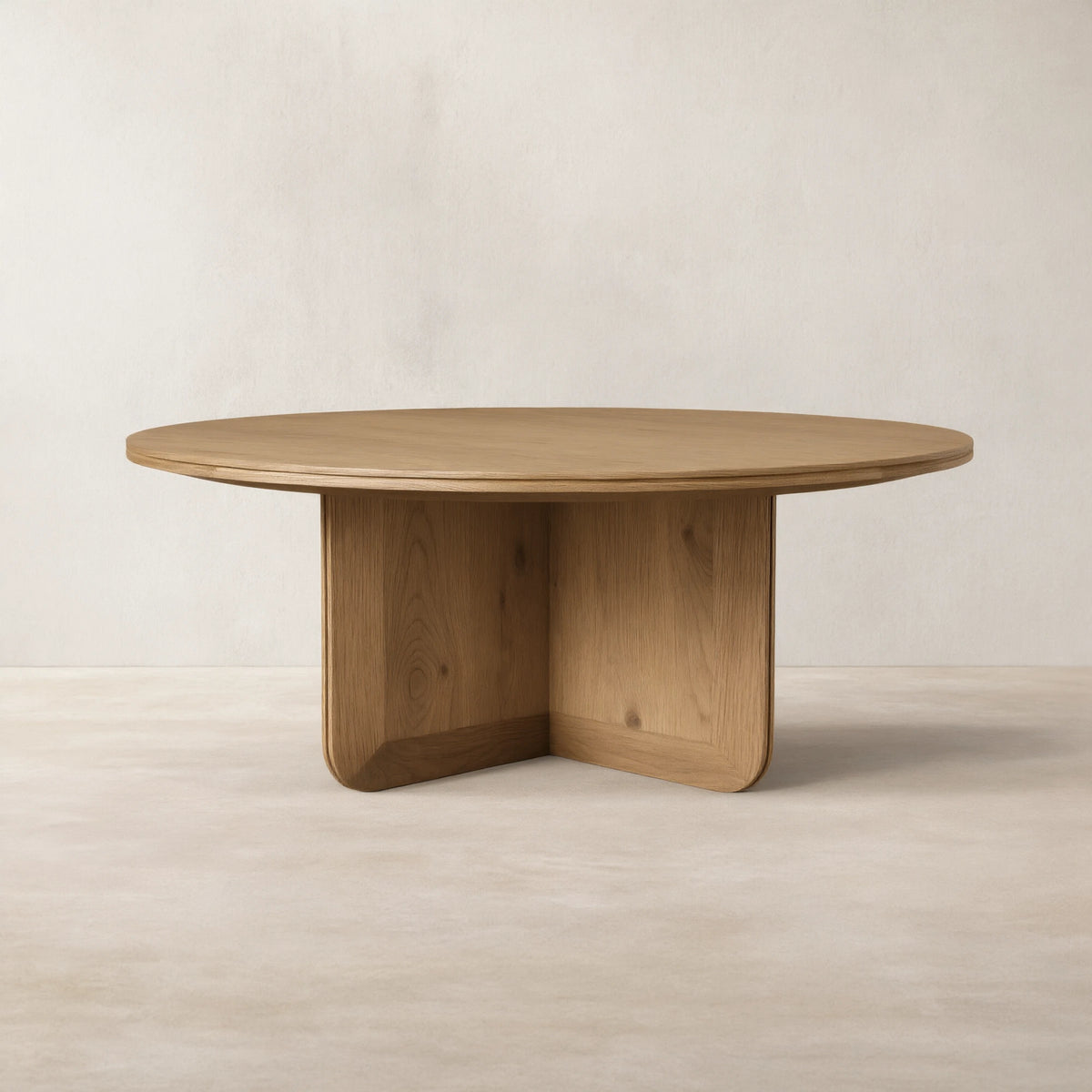 Felton Oak Wood Round Coffee Table Wood Center Tea Table Minimalist Rural Cocktail Table