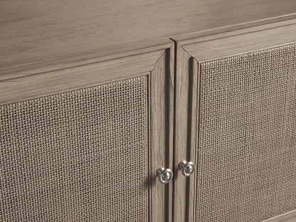 Pearson Mindi TV Stand Woven Cane Cabinet Doors Media Console Wood Sideboard Television Storage Unit