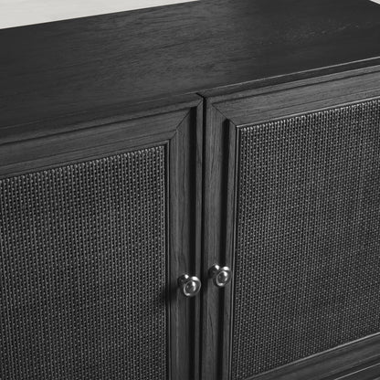 Pearson Mindi TV Stand Woven Cane Cabinet Doors Media Console Wood Sideboard Television Storage Unit