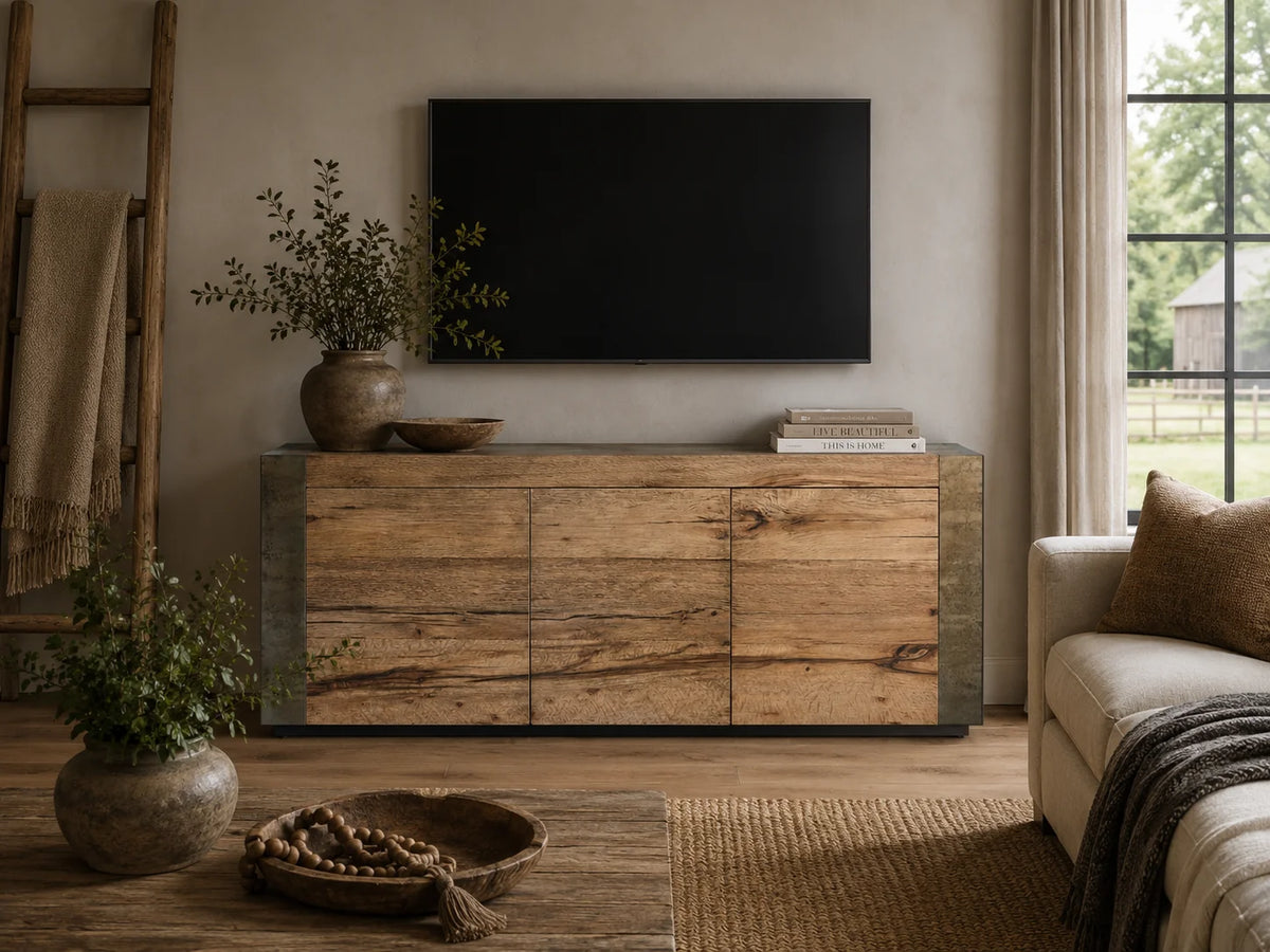 Telluride Mexican Oak TV Stand Cabinet Media Console Result Sideboard Wood Television Storage Unit