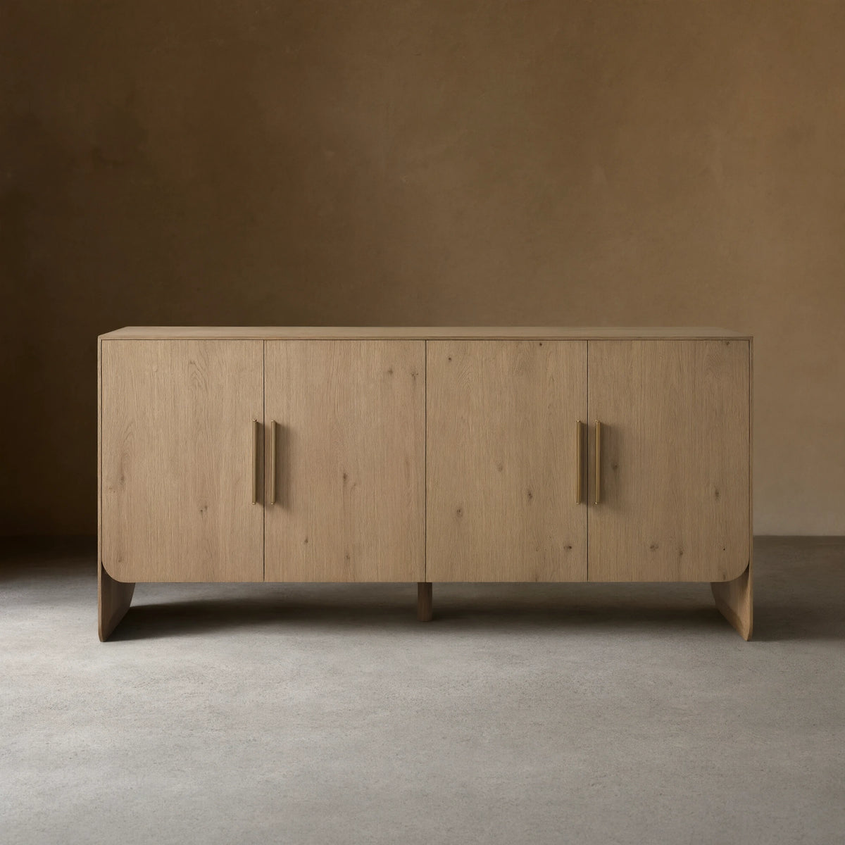 Felton Media Console Oak TV Stand Side Cabinet Television Storage Unit Wood Sideboard