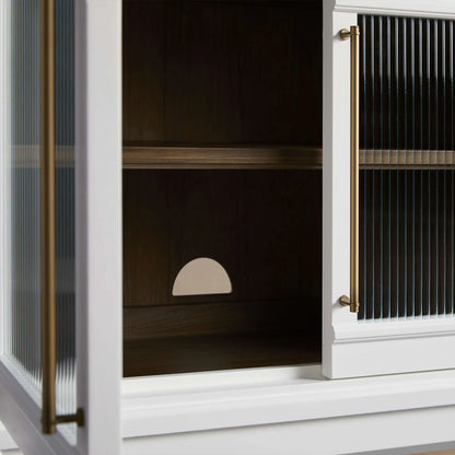 Rowan Wood TV Stand Unit Sideboard with Reeded Glass Doors Entrance Cabinet Media Console
