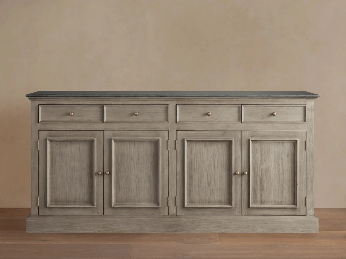 Kensington Marble Top Sideboard Pine Buffet Storage Cabinet Wood Living Room Cabinet