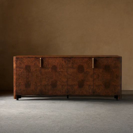 Morley Walnut Burl Sideboard Wood Buffet Table Cabinet Living Room Entryways TV Cabinet