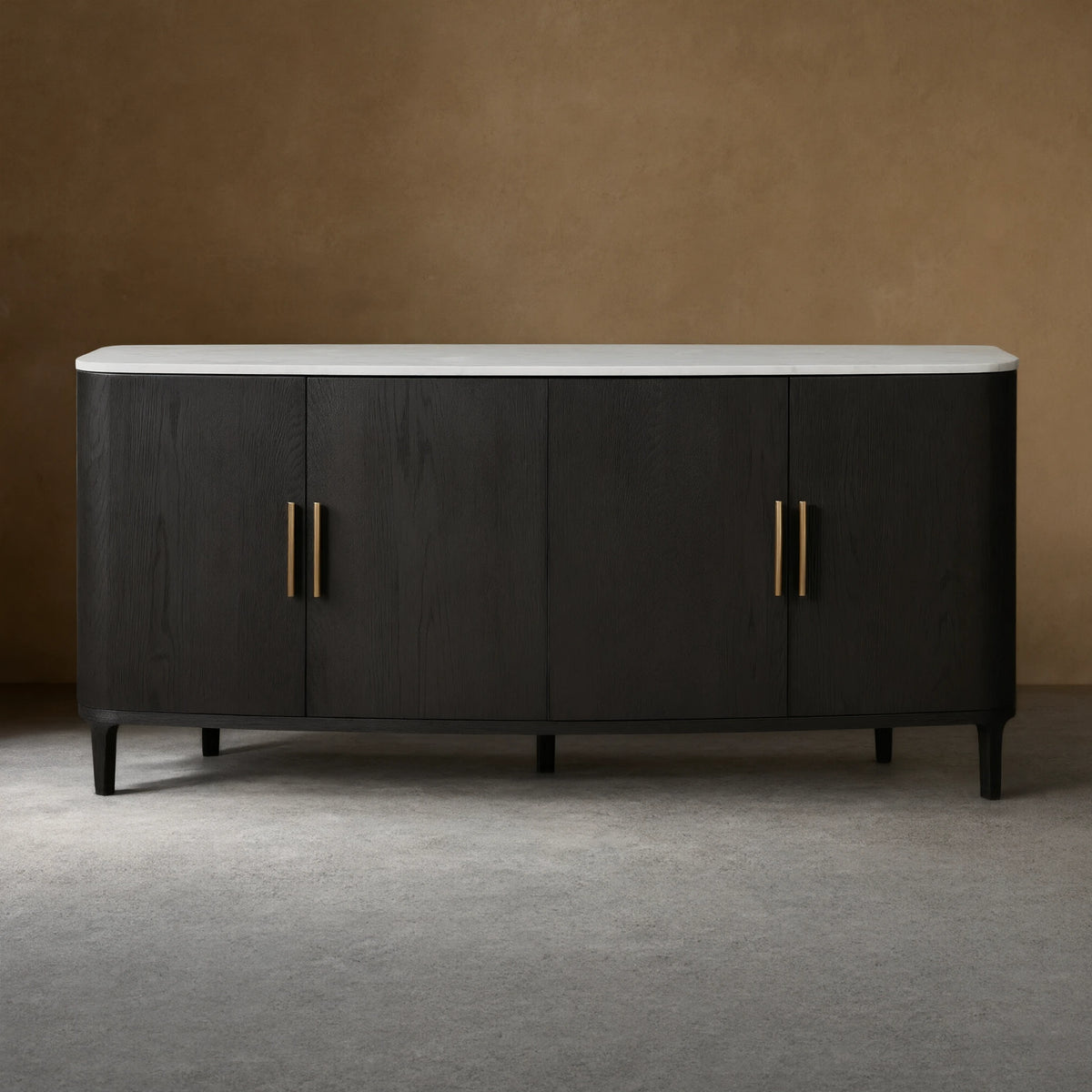 Danny Marble Top Sideboard Oak Wood Buffet Buffet Table Cabinet Country Entryways TV Cabinet