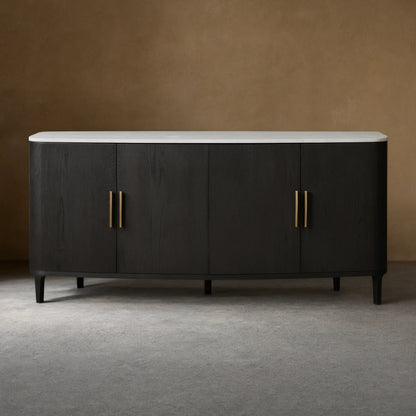 Danny Marble Top Sideboard Oak Wood Buffet Buffet Table Cabinet Country Entryways TV Cabinet