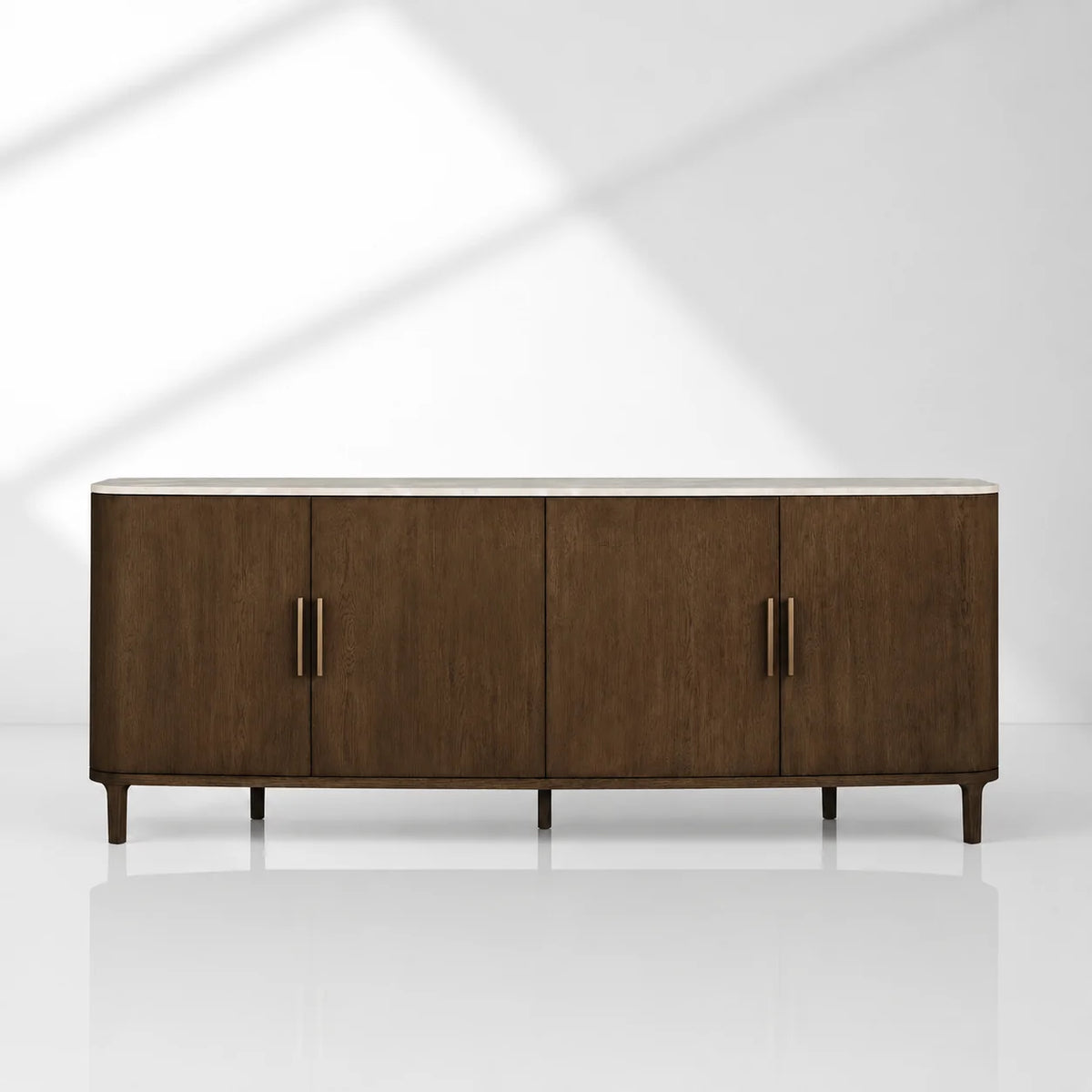 Danny Marble Top Sideboard Oak Wood Buffet Buffet Table Cabinet Country Entryways TV Cabinet