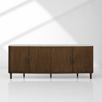 Danny Marble Top Sideboard Oak Wood Buffet Buffet Table Cabinet Country Entryways TV Cabinet