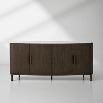 Danny Marble Top Sideboard Oak Wood Buffet Buffet Table Cabinet Country Entryways TV Cabinet