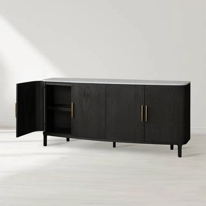 Danny Marble Top Sideboard Oak Wood Buffet Buffet Table Cabinet Country Entryways TV Cabinet