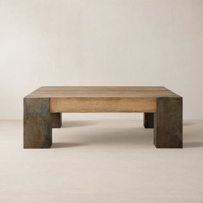 Telluride Square Oak Coffee Table Wood Cocktail Table Living Room Center Tea Table Vintage Cocktail Table