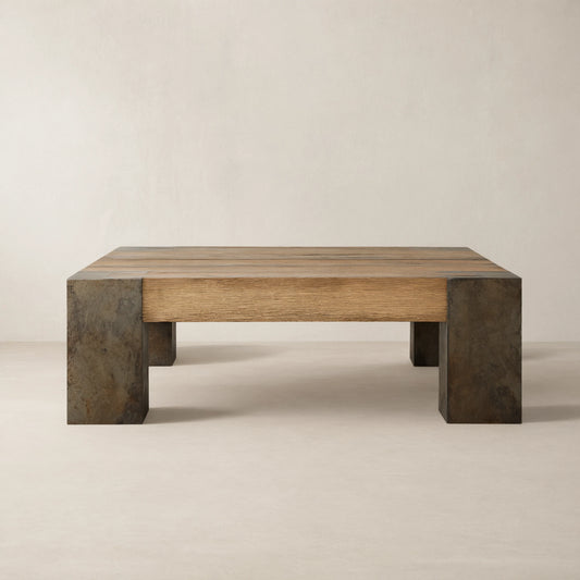 Telluride Square Oak Coffee Table Wood Cocktail Table Living Room Center Tea Table Vintage Cocktail Table