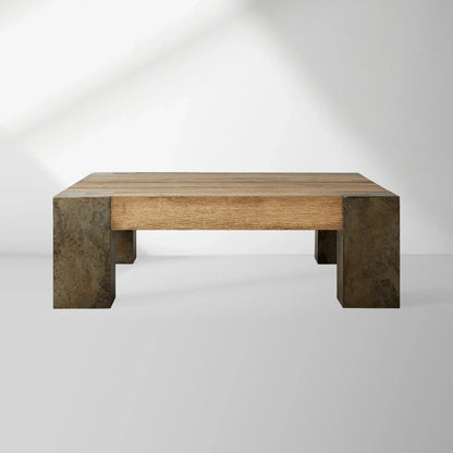 Telluride Square Oak Coffee Table Wood Cocktail Table Living Room Center Tea Table Vintage Cocktail Table