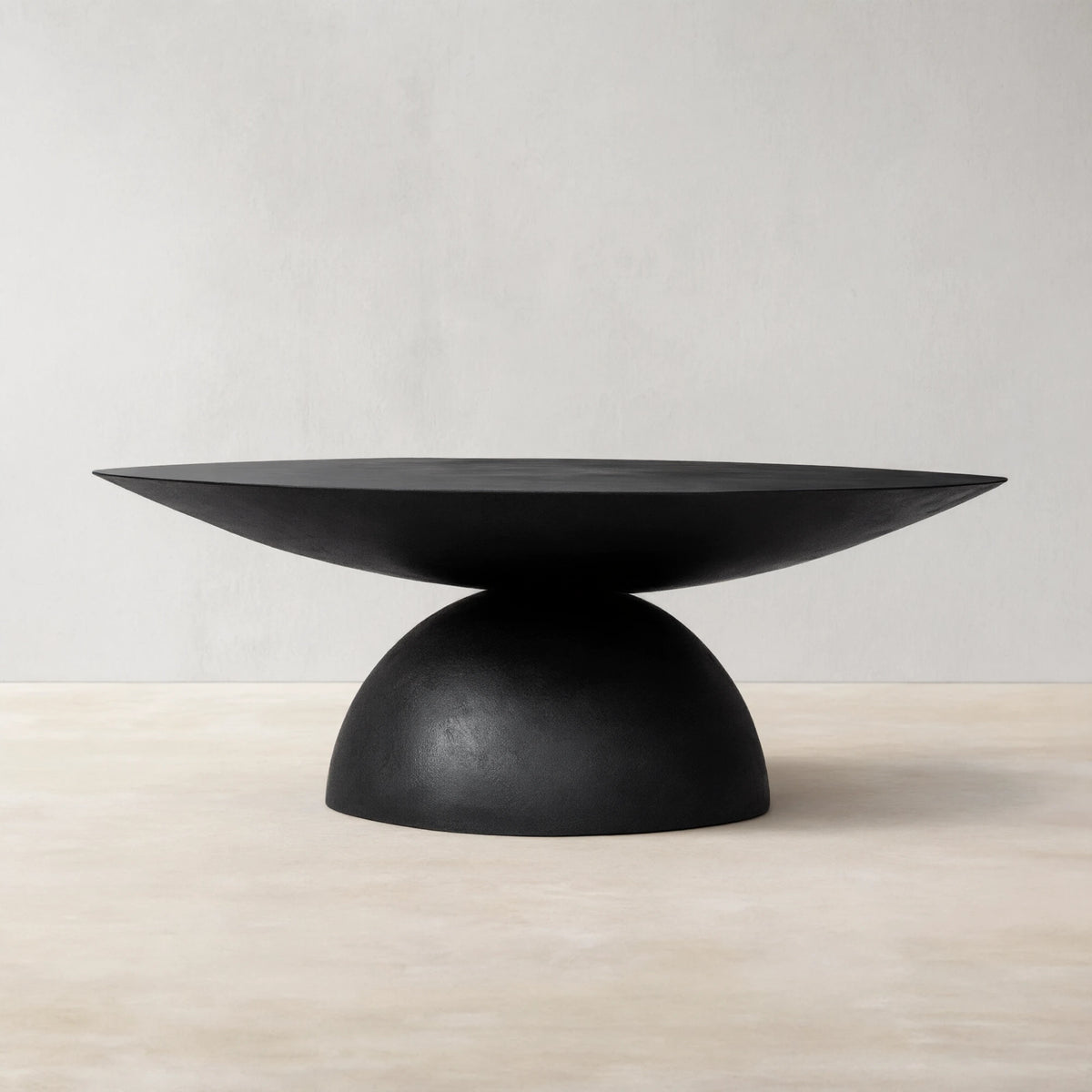 Kyoto Round Coffee Table Nickel-Plated Cast Aluminum Cocktail Table Living Room Metal Center Tea Table
