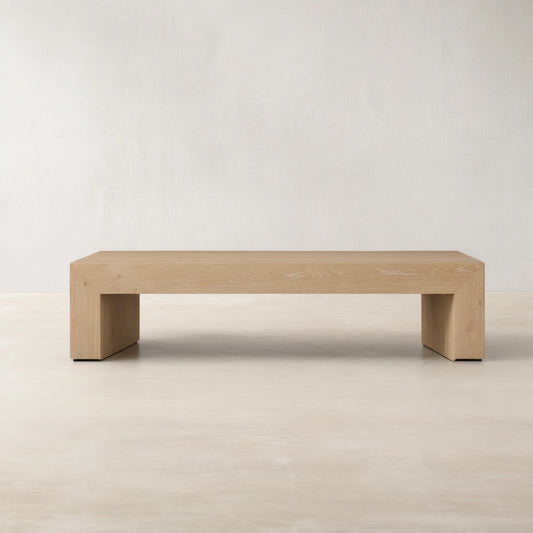 Sullivan Wood Waterfall Coffee Table Rectangle Rural Cocktail Table Oak Wood Center Tea Table