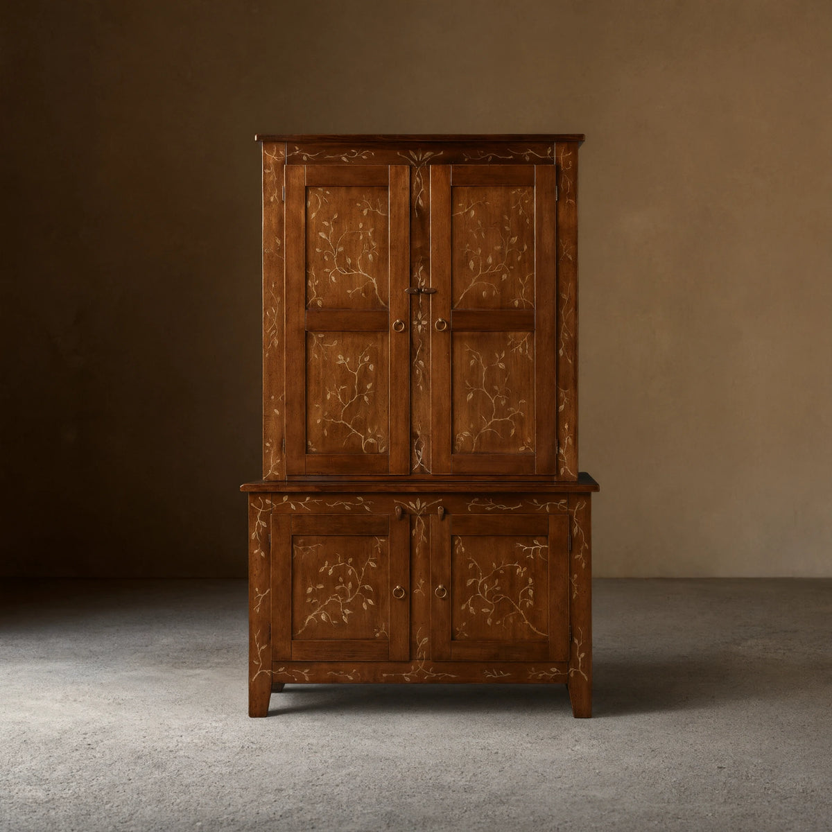 Stefania Poplar Wood Kitchen Cabinet Canaletto Sideboard Buffet Floral Motif Living Room Entryways Tall Cabinet