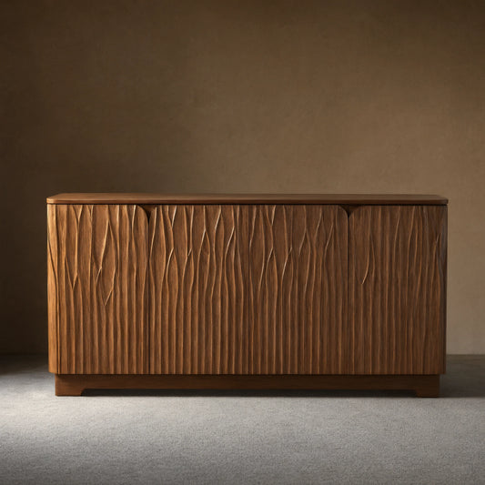 Norris Wood Sideboard Modern Buffet Table with Fiberglass Base Living Room Entryways Cabinet