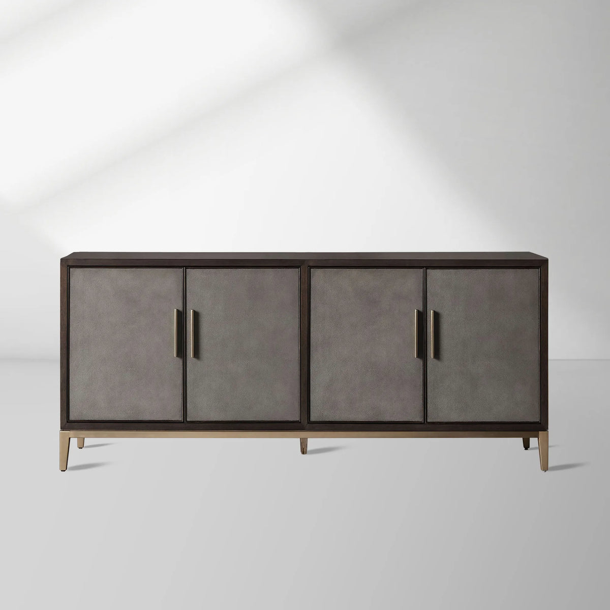 Malone Reconstituted Leather Sideboard Wood Buffet Table Living Room Entryways Cabinet