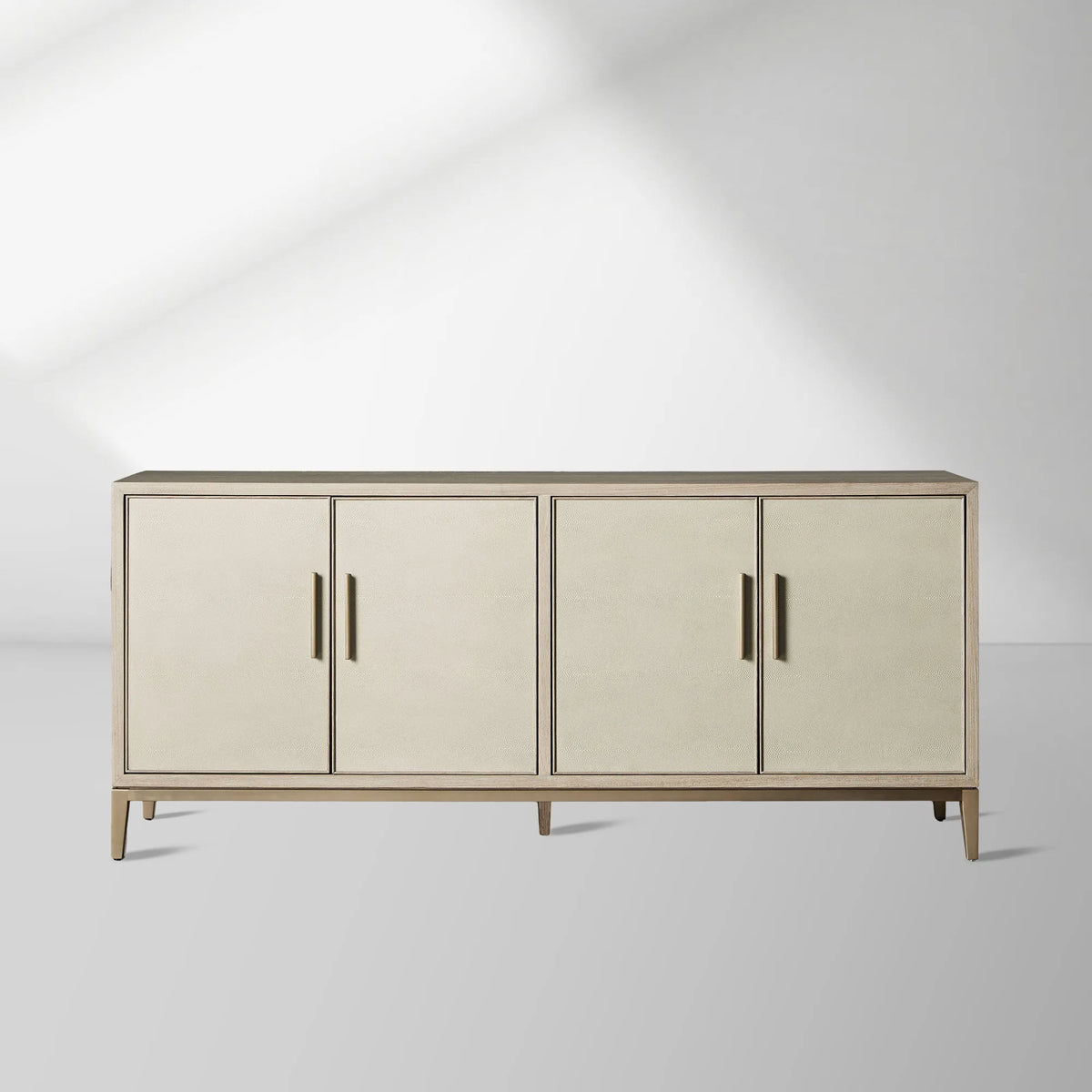Malone Reconstituted Leather Sideboard Wood Buffet Table Living Room Entryways Cabinet