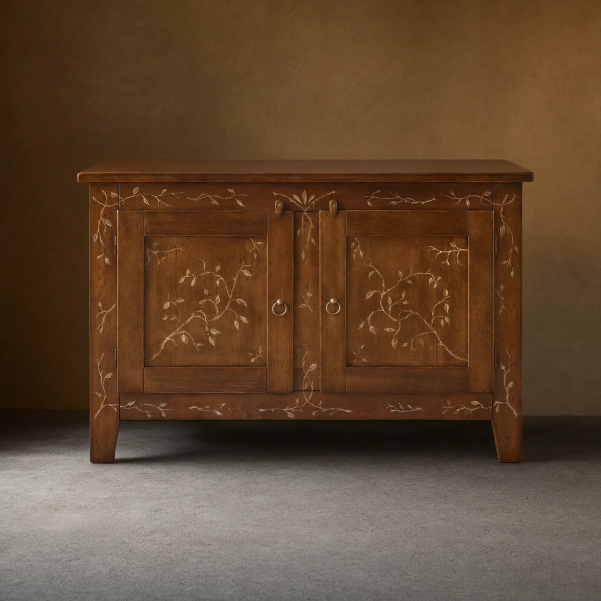 Stefania Hand-Painted Florals Buffet Cabinet Poplar Wood Sideboard Living Room Entryways Cabinet