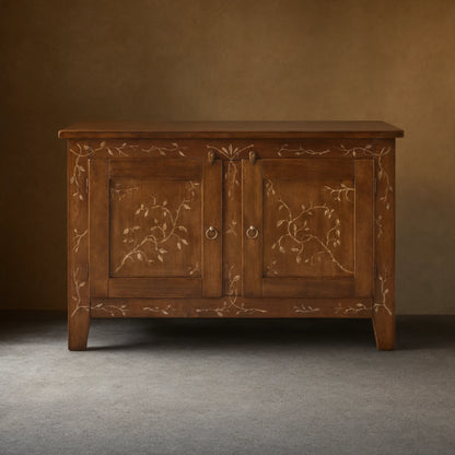 Stefania Hand-Painted Florals Buffet Cabinet Poplar Wood Sideboard Living Room Entryways Cabinet