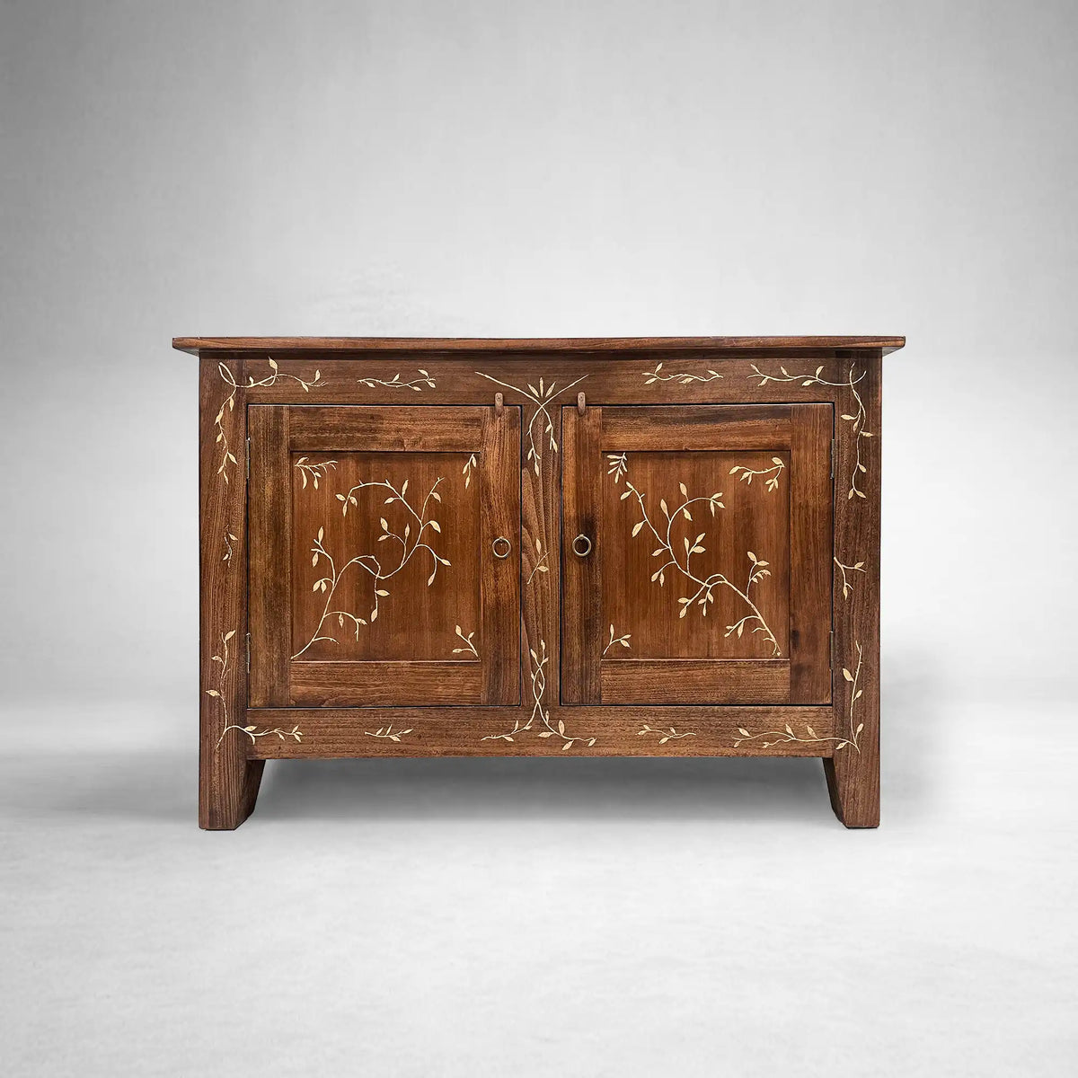 Stefania Hand-Painted Florals Buffet Cabinet Poplar Wood Sideboard Living Room Entryways Cabinet