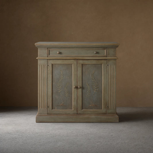Cosetta Antique Ltalian Sideboard Fern Motif Buffet Table Living Room Wood Entryways Cabinet
