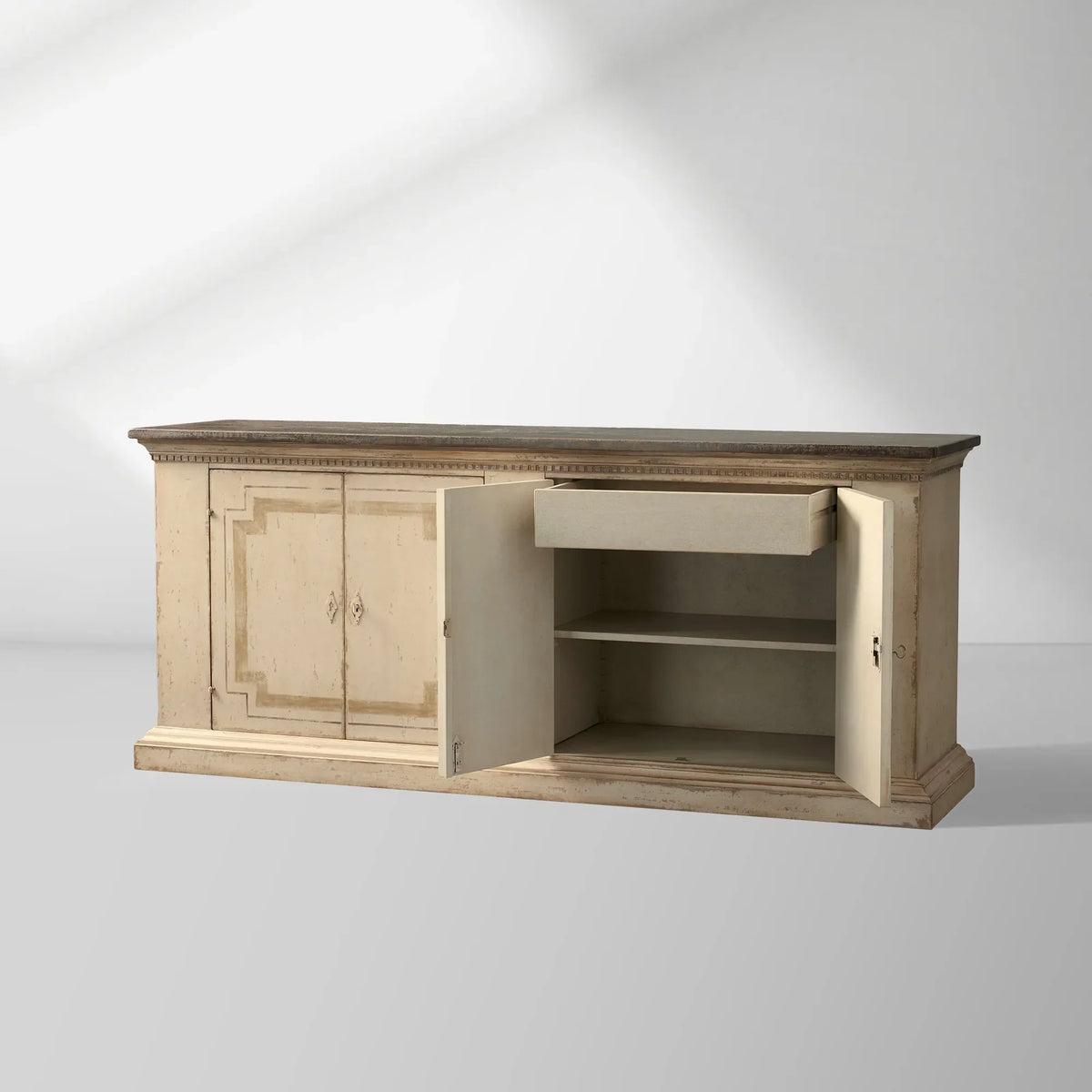 Oriana Bell’Arte Poplar Wood Sideboard Buffet Table Living Room Antique Entryways Two Drawers Cabinet