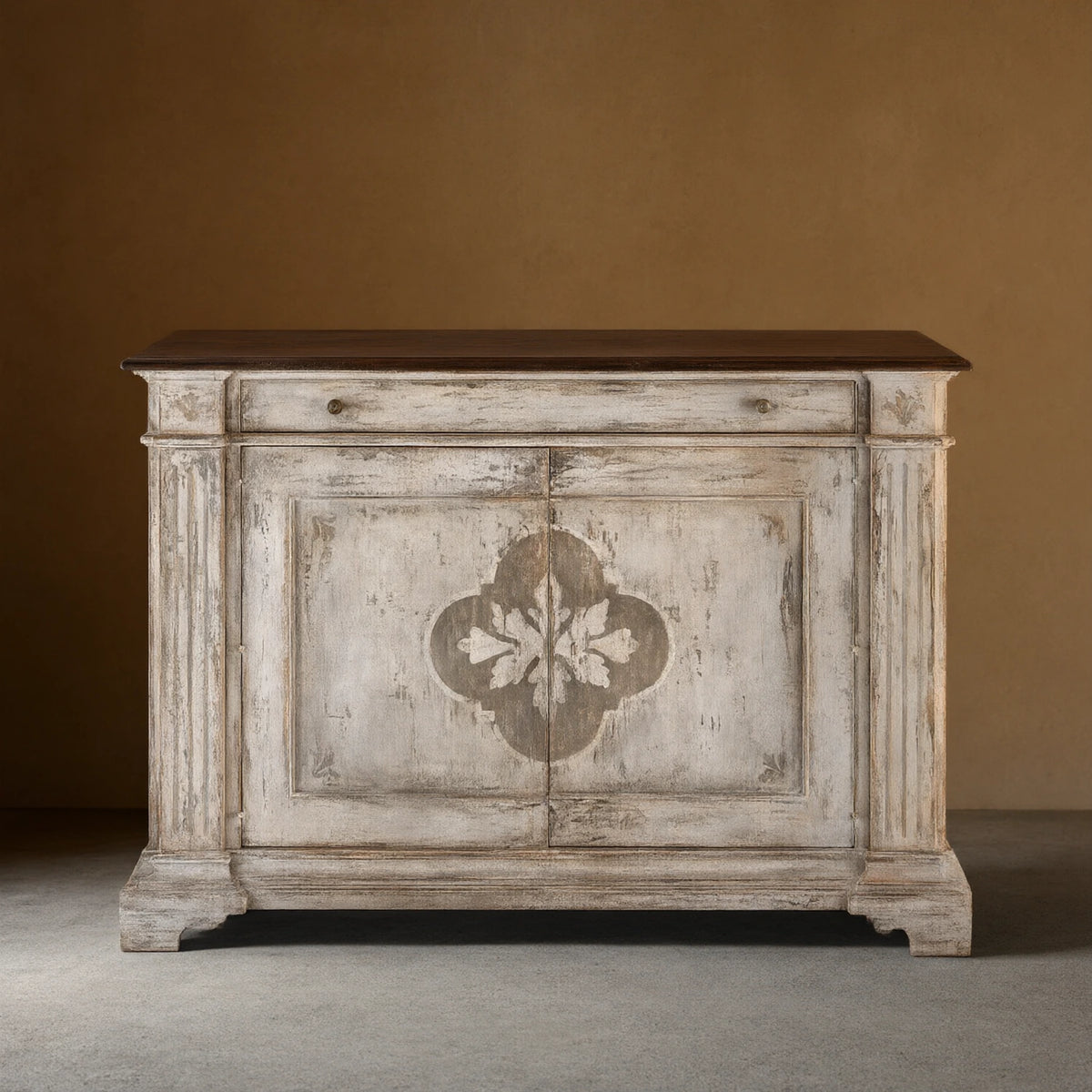Messina Center Floral Bell'Arte Sideboard Buffet Table Wood Living Room Entryways Cabinet