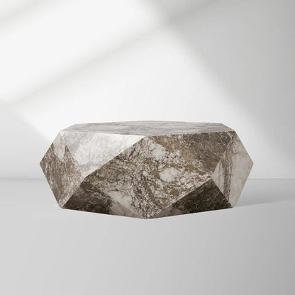 Lysa Natural Onyx Coffee Table Unique Wood Frame Cocktail Table Living Room Center Geometric Tea Table