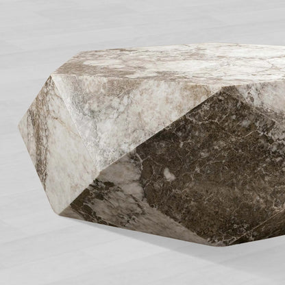 Lysa Natural Onyx Coffee Table Unique Wood Frame Cocktail Table Living Room Center Geometric Tea Table