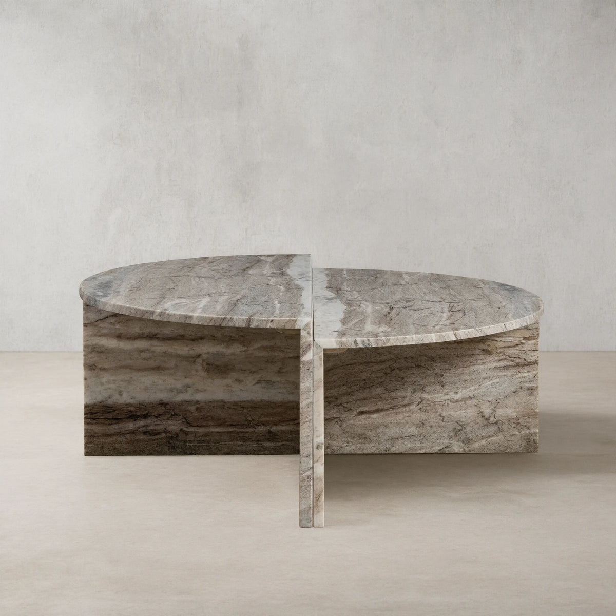 Riggs Modular Marble Circular Coffee Table Natural Stone Cocktail Table Sofa Center Tea Table