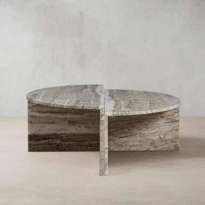Riggs Modular Marble Circular Coffee Table Natural Stone Cocktail Table Sofa Center Tea Table